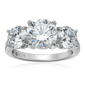 Sterling Silver Round 3-Stone Ring