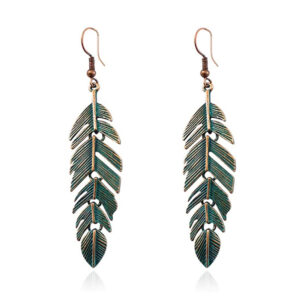 Green Bronze Leaf Earrings